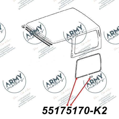 joint de vitre latérale de hardtop gauche ou droit pour Jeep Wrangler YJ 2.5 4.0 4.2 1987-1995 55175170